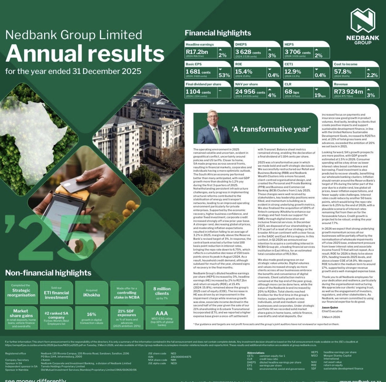 Nedbank Group Limited — Annual Results for the Year Ended 31 December 2025